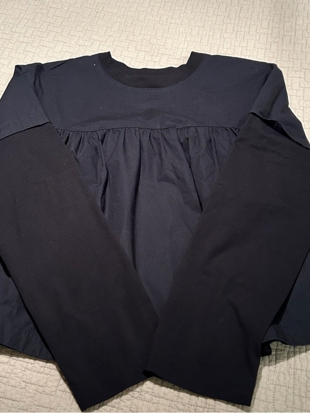 COS Black Long Sleeve Gathered Yoke Top